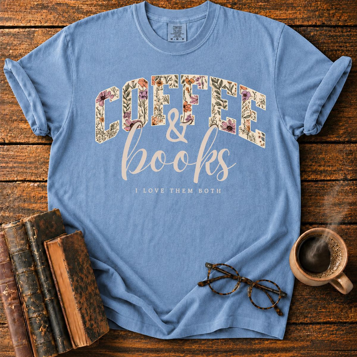 Coffee & Books Floral T-Shirt