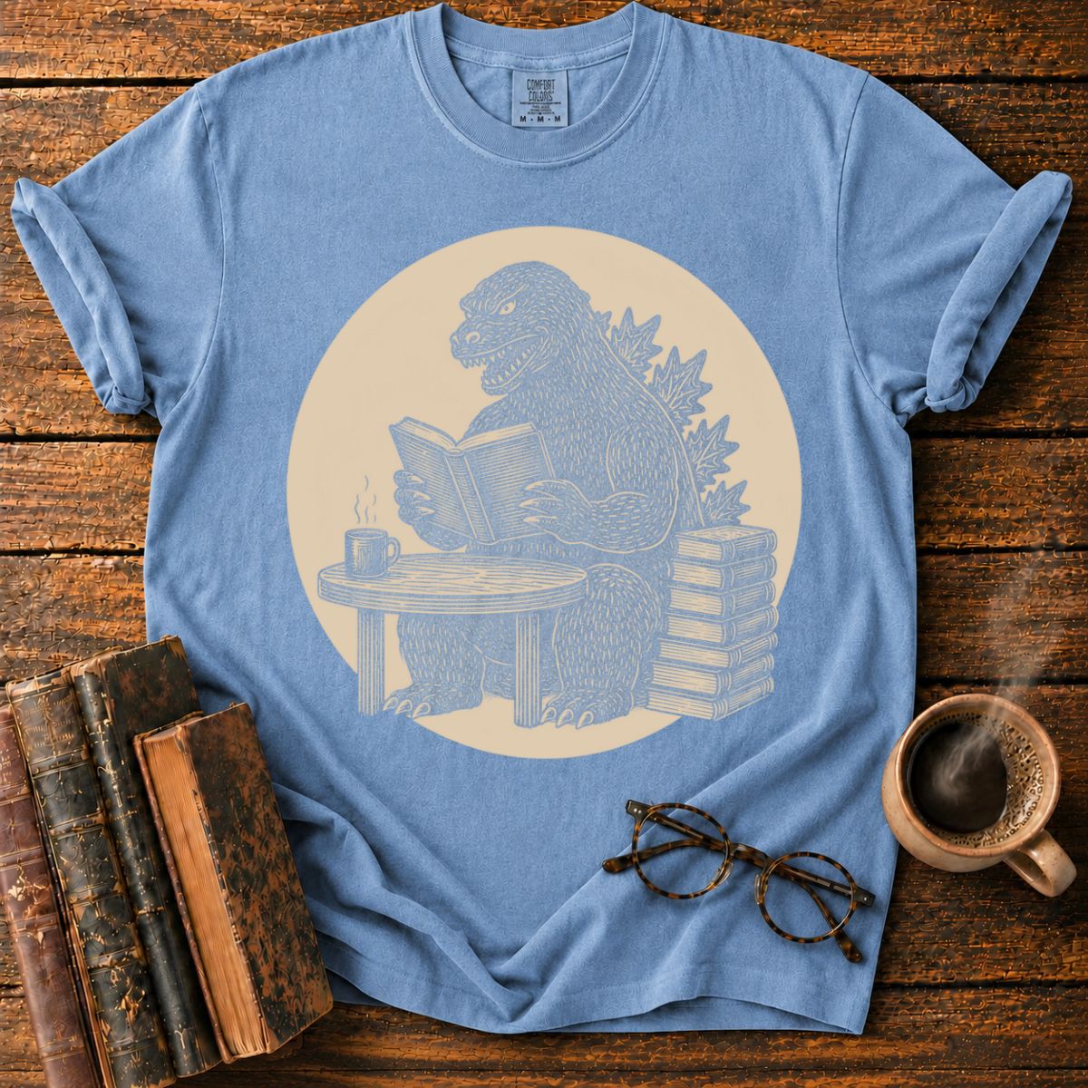Kaiju Reading in a Cozy Study T-Shirt