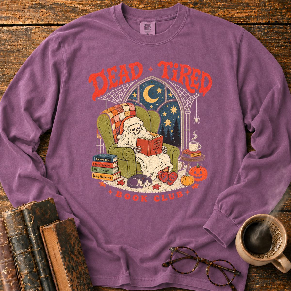 Dead Tired Book Club Skeleton LS T-Shirt