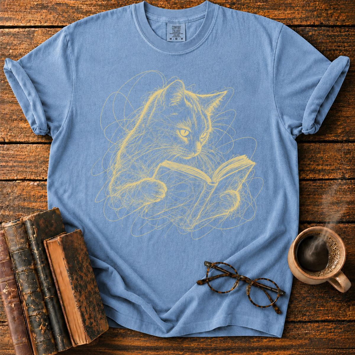 Bookish Cat T-Shirt T-Shirt