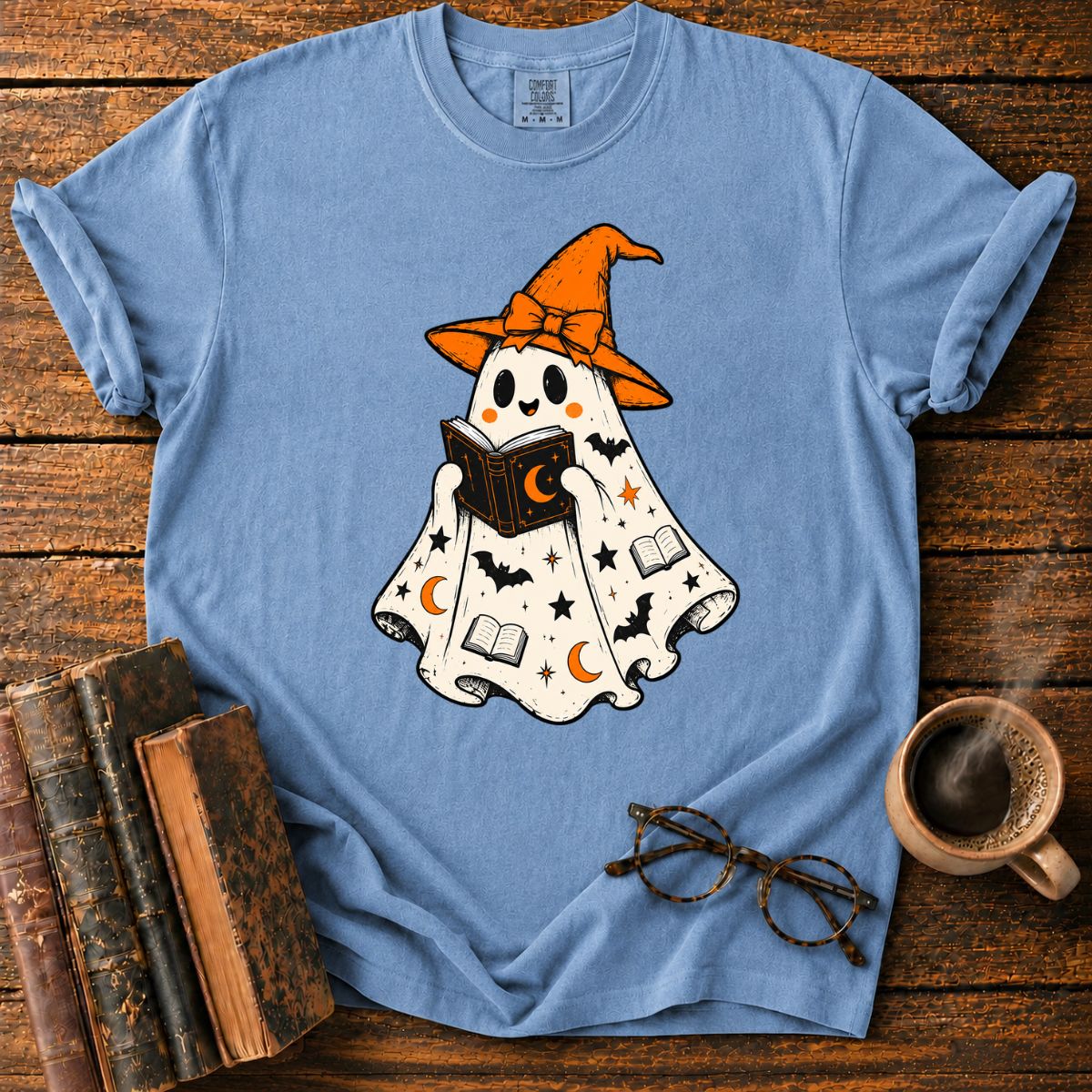 Halloween Ghost Reading Spellbook T-Shirt