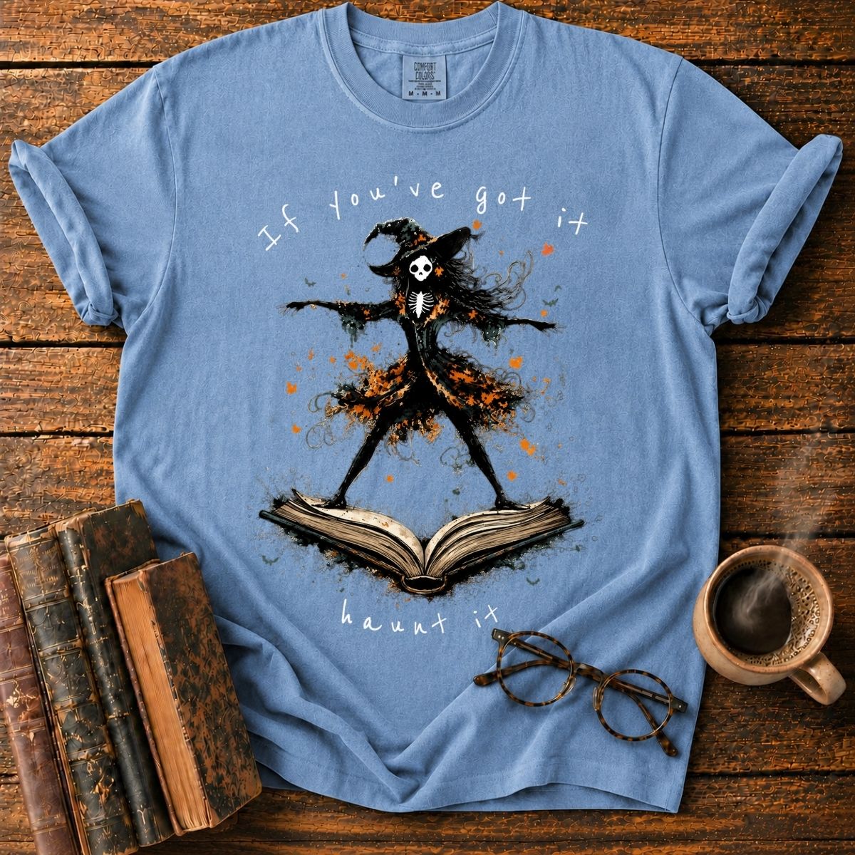 Haunted Witch on an Open Book T-Shirt