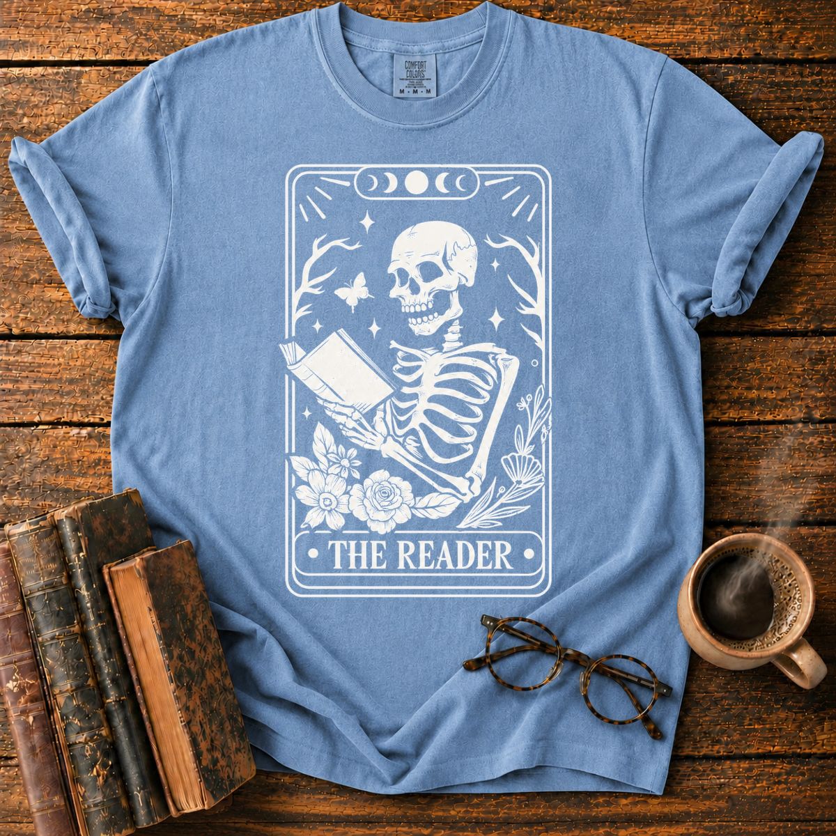 The Reader Tarot Skeleton T-Shirt