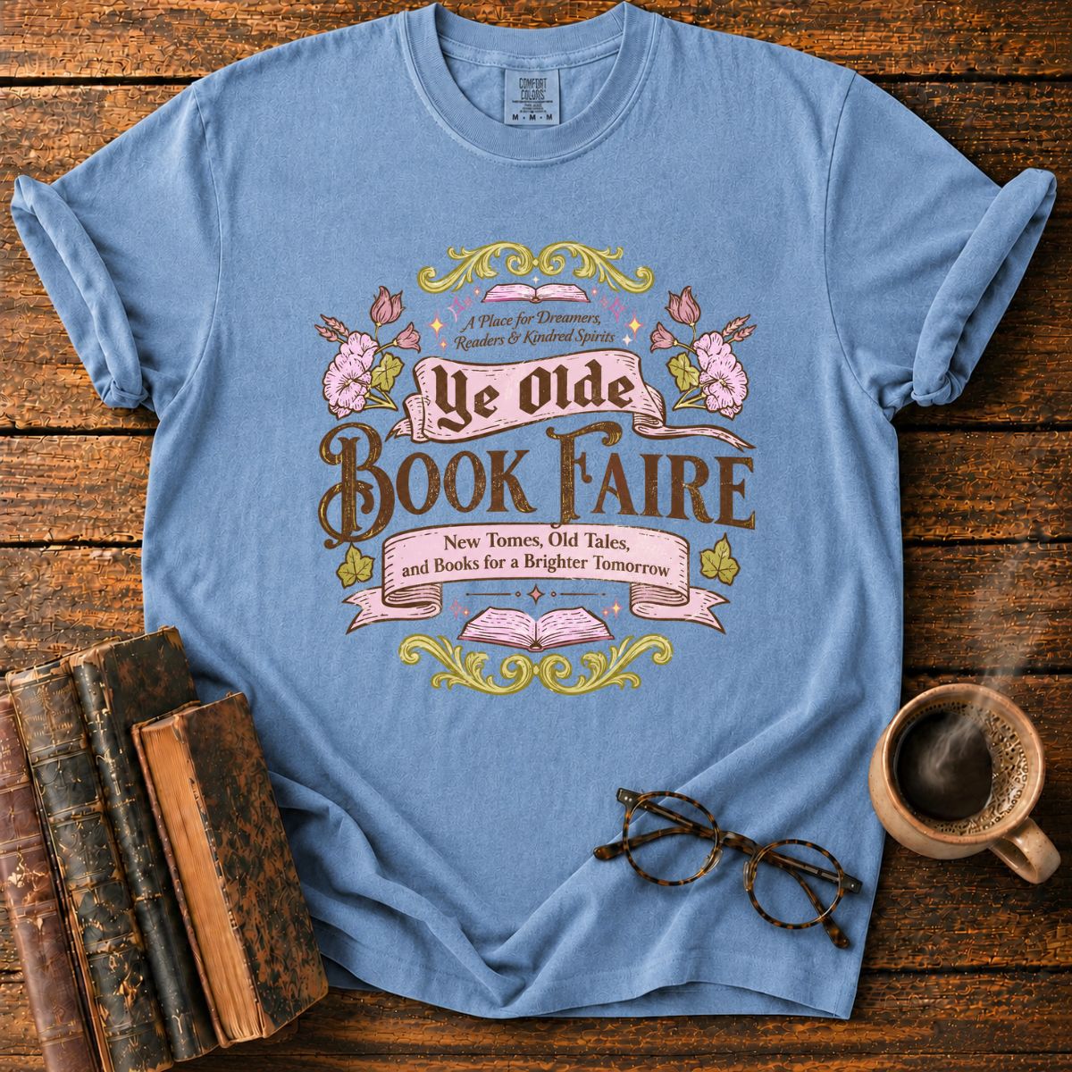 Ye Olde Book Faire Vintage Bookish T-Shirt