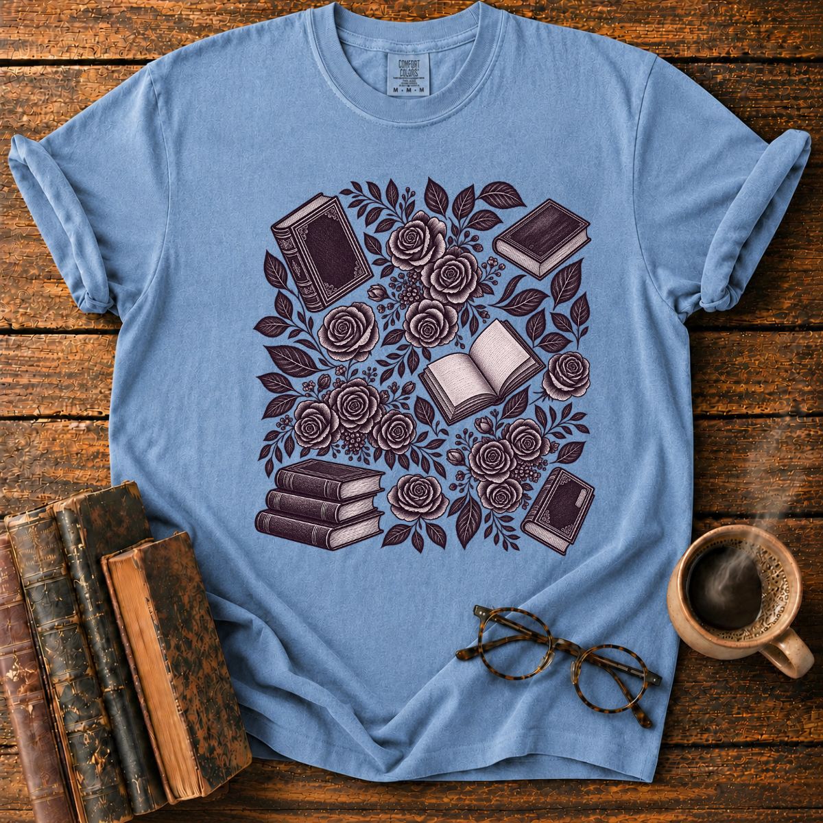 Inkbound Roses and Vintage Books T-Shirt