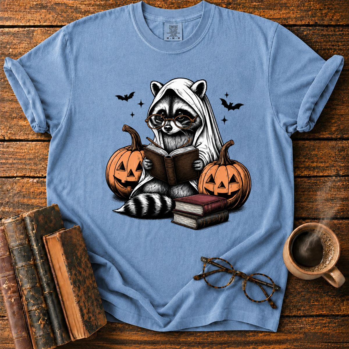 Raccoon’s Halloween Reading T-Shirt