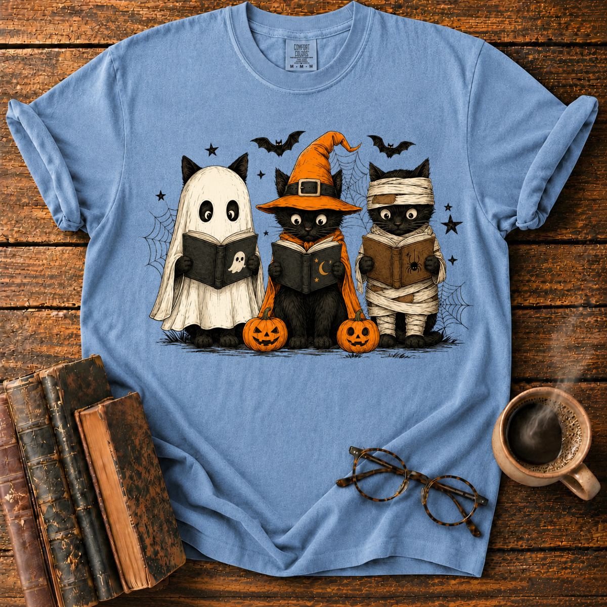 Halloween Kittens Reading Together T-Shirt
