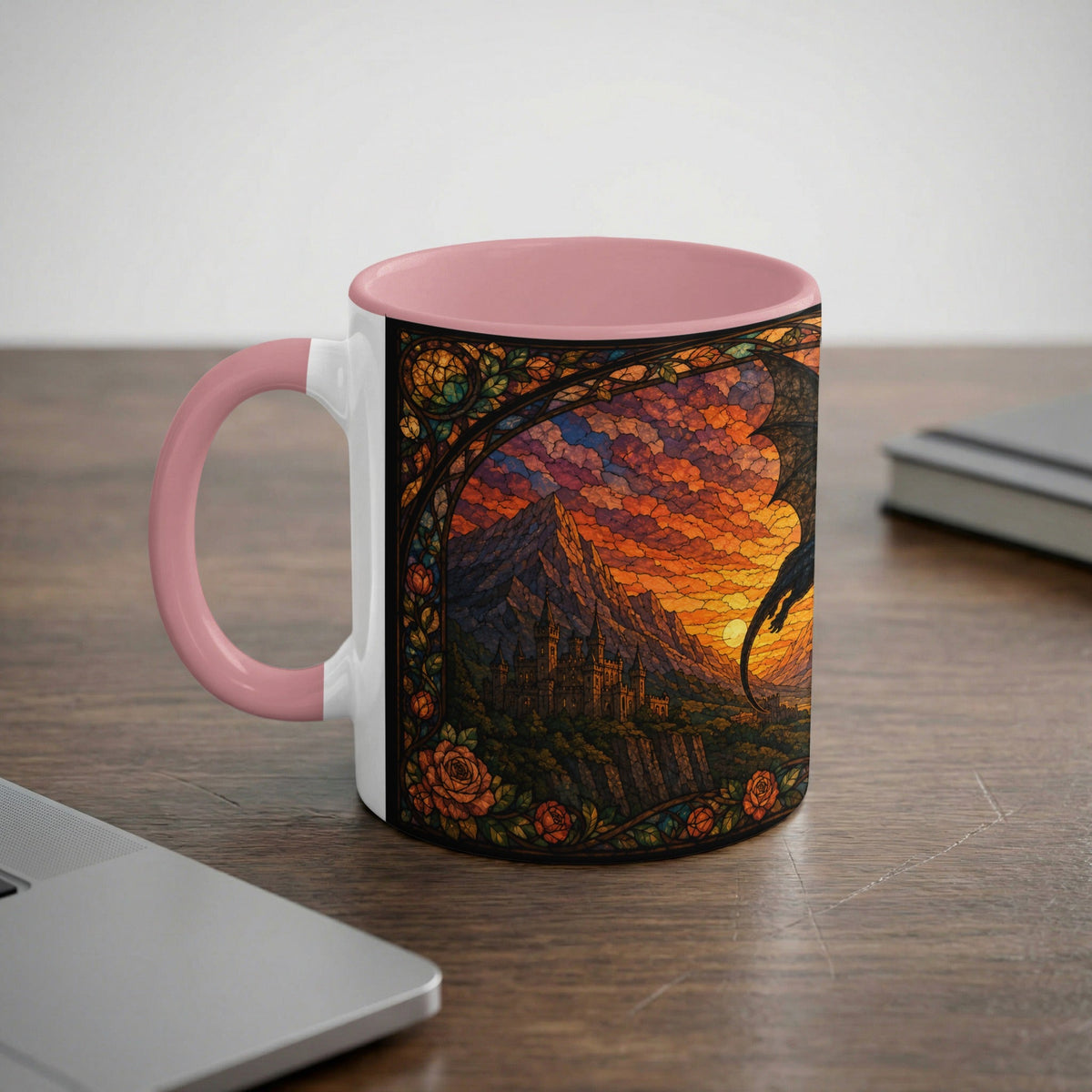 Golden Hour Dragon Stained Glass Mug