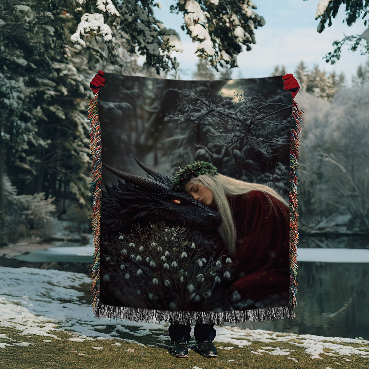 Manon Blackbeak and Abraxos Winter Woven Blanket