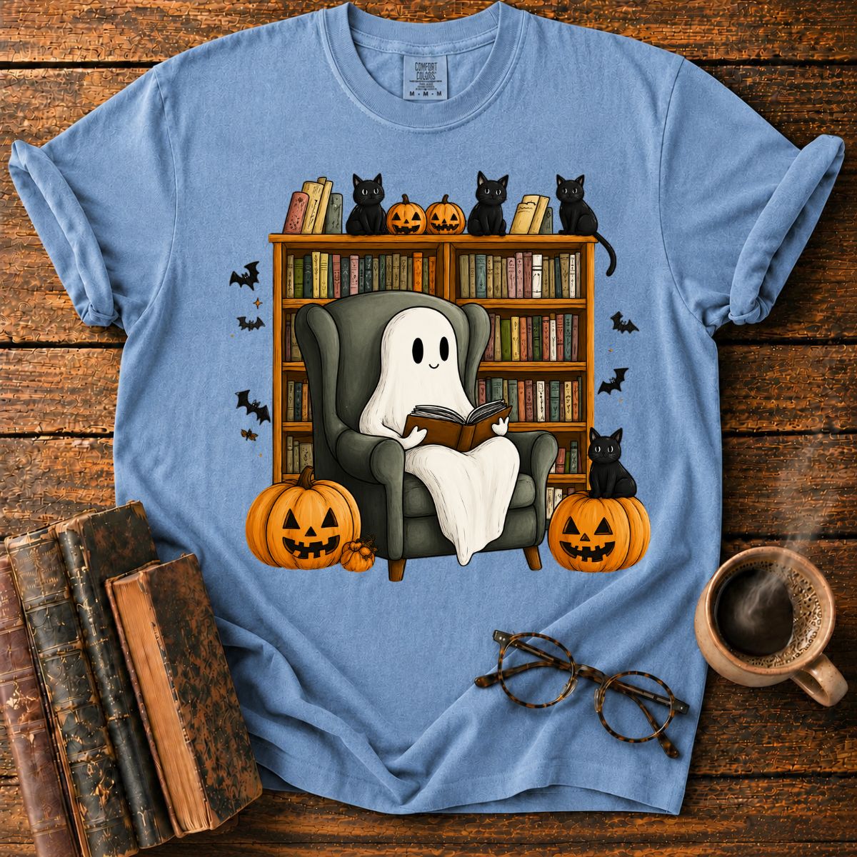 Reading Ghost Library Halloween T-Shirt