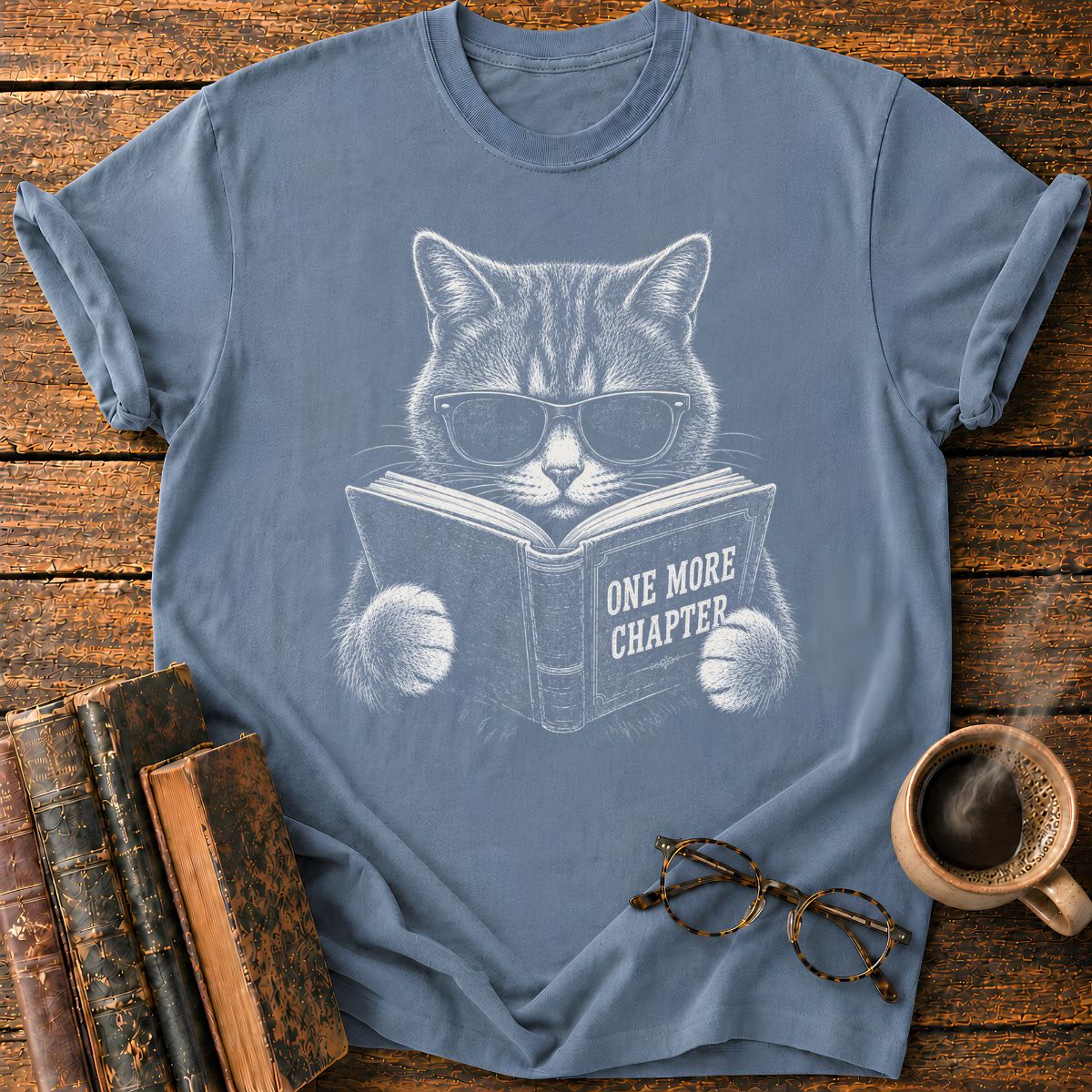 Cool Cat Reading One More Chapter T-Shirt