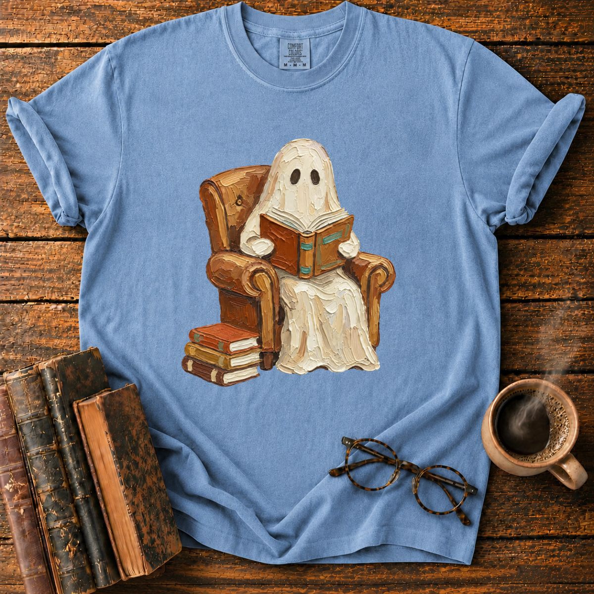 Oil Painting Ghost Reading Armchair T-Shirt