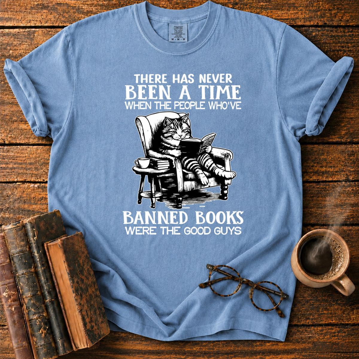 Cat Reading Banned Books Good Guys T-Shirt