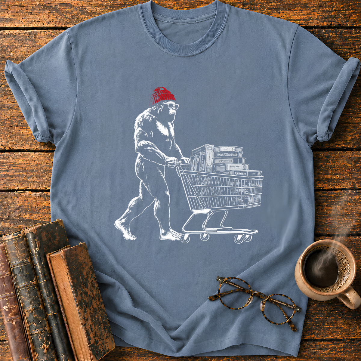 Bigfoot Book Cart T-Shirt