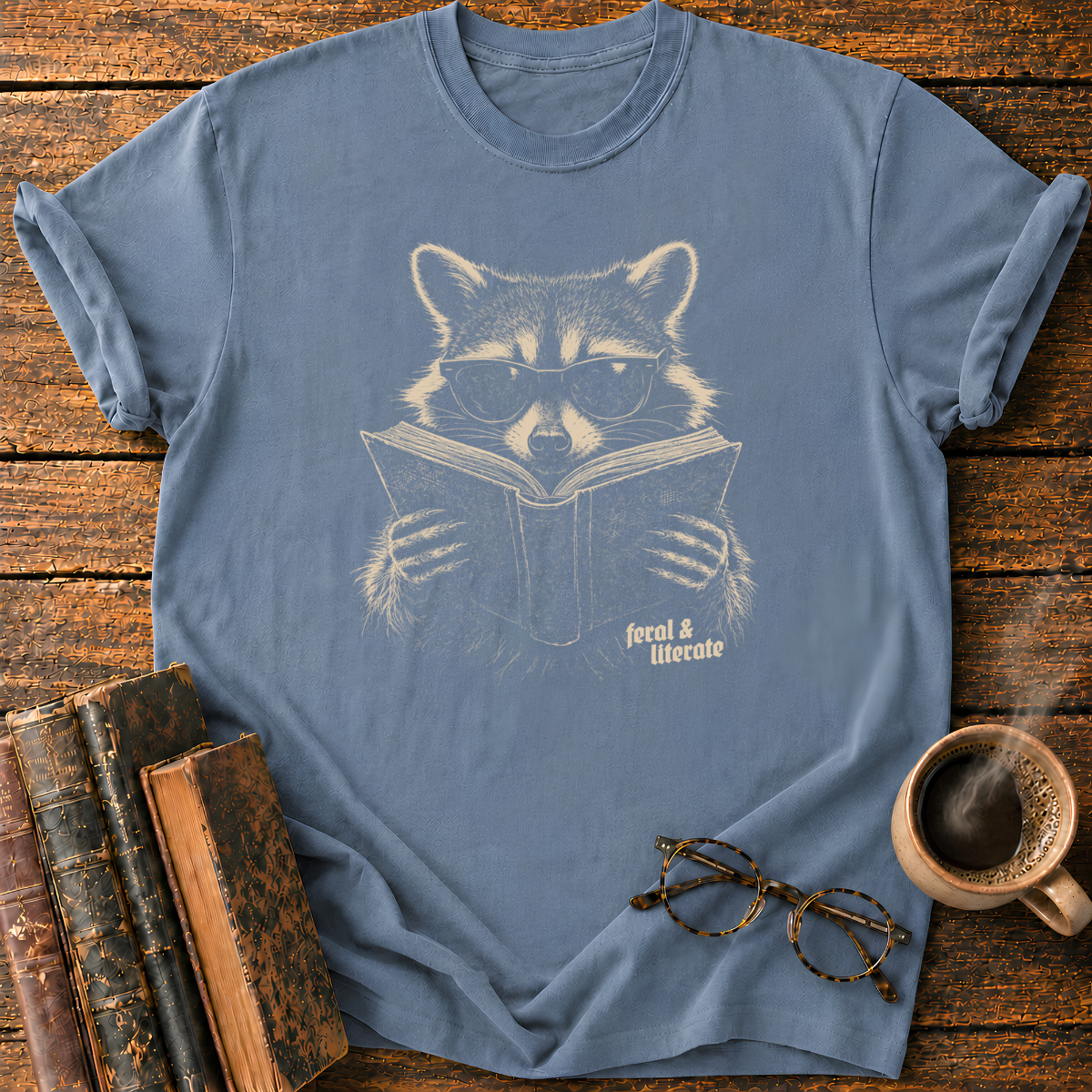 Raccoon Reading a Book T-Shirt