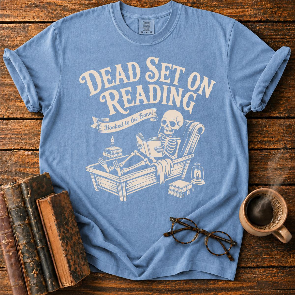 Dead Set On Reading Skeleton T-Shirt