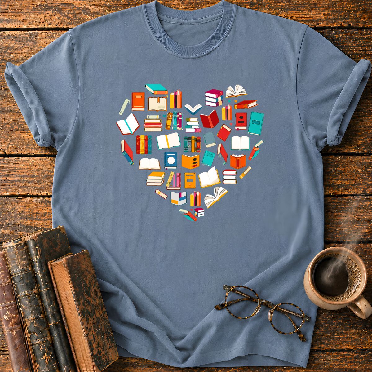 Colorful Book Heart T-Shirt