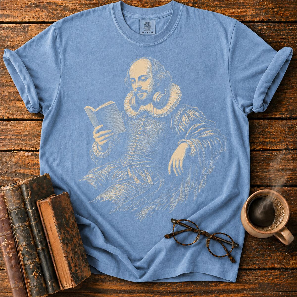 Shakespeare Reading With Headphones T-Shirt
