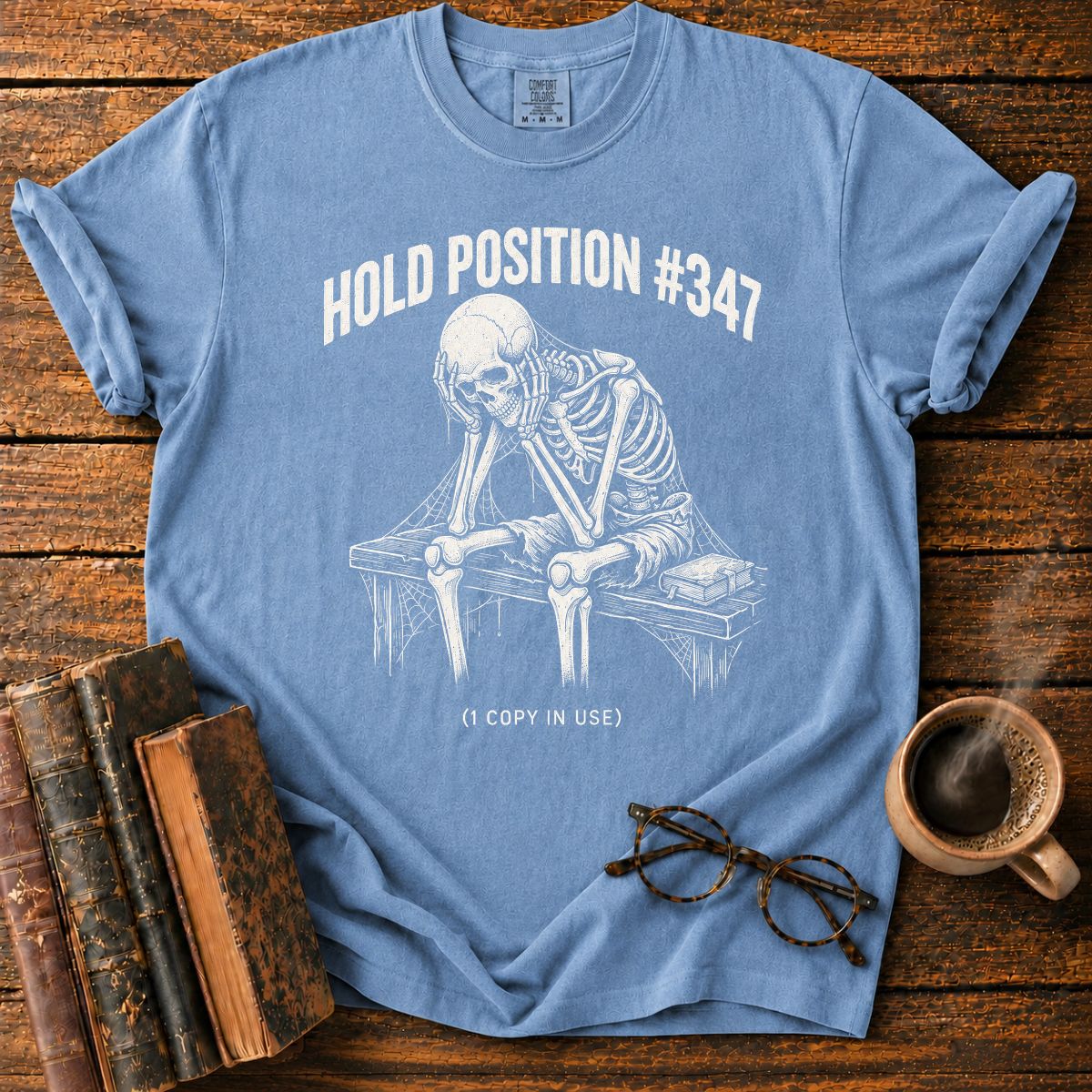 Library Hold Position Skeleton Funny T-Shirt