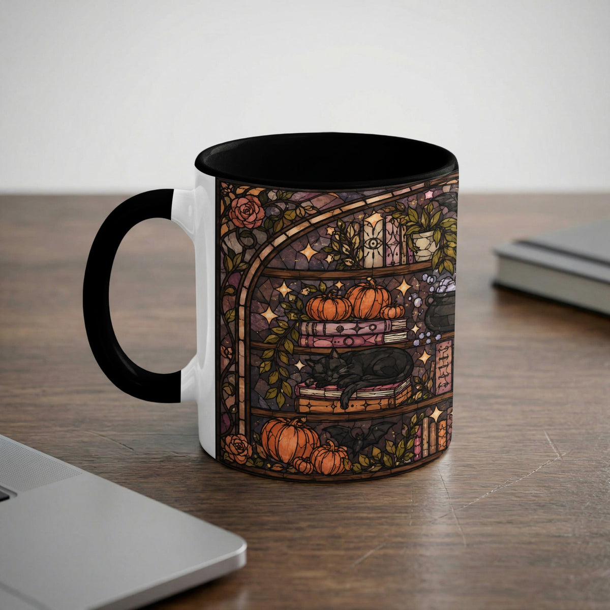 Enchanted Bookshelf Stained Glass Mug