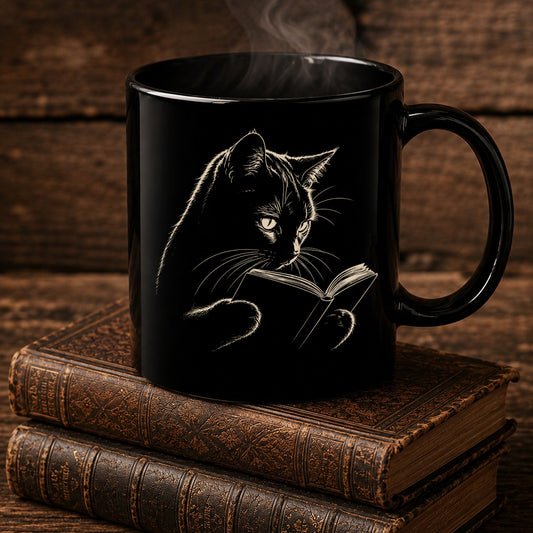 Bookish Cat Reading Mug