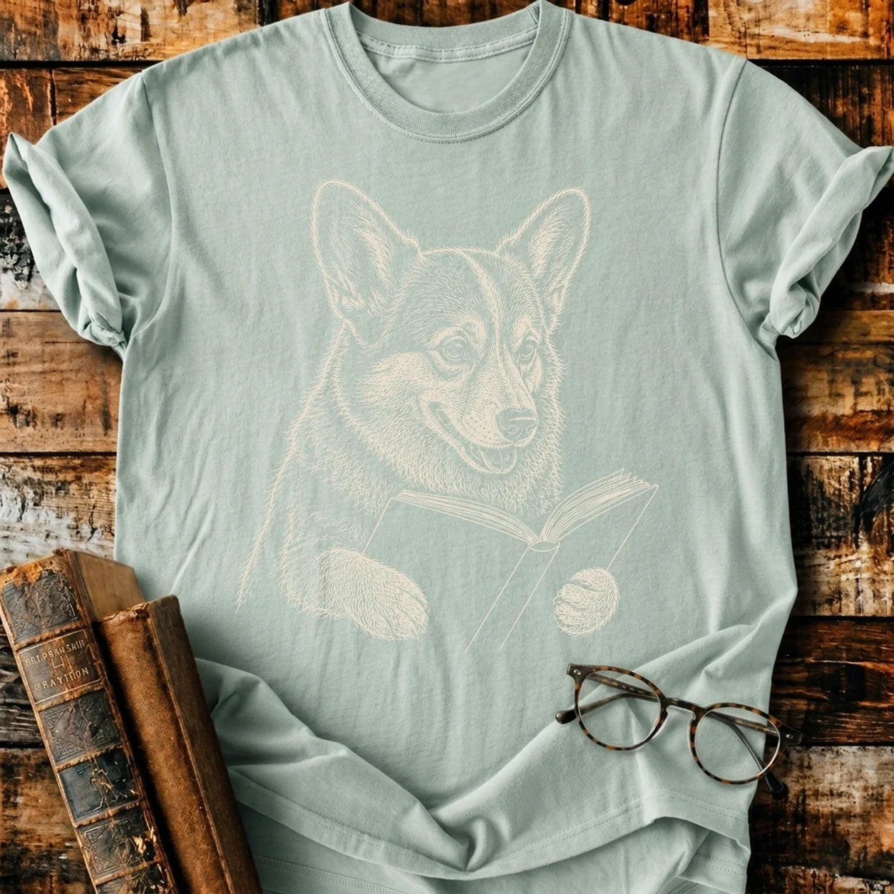 Corgi Reading T-Shirt