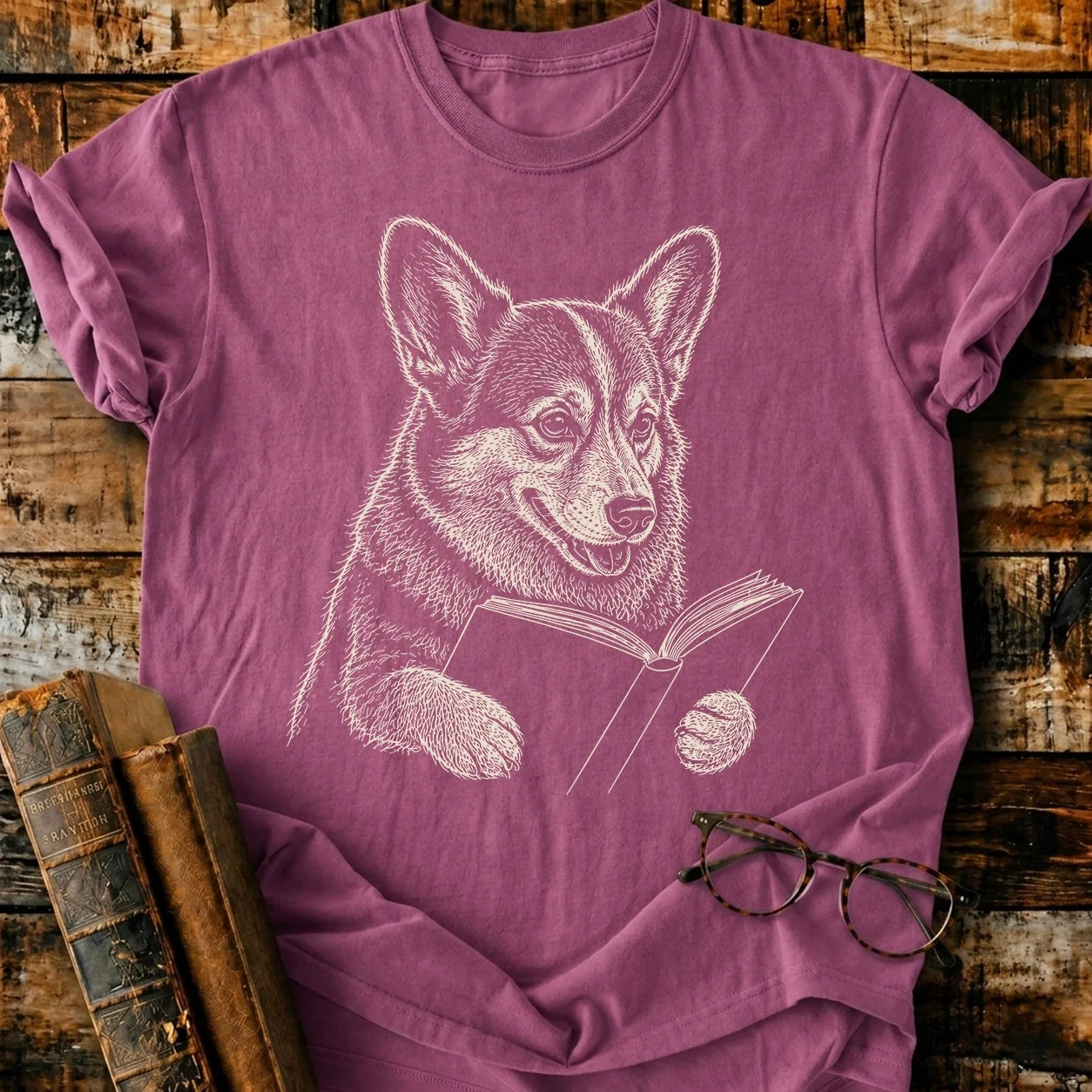 Corgi Reading T-Shirt