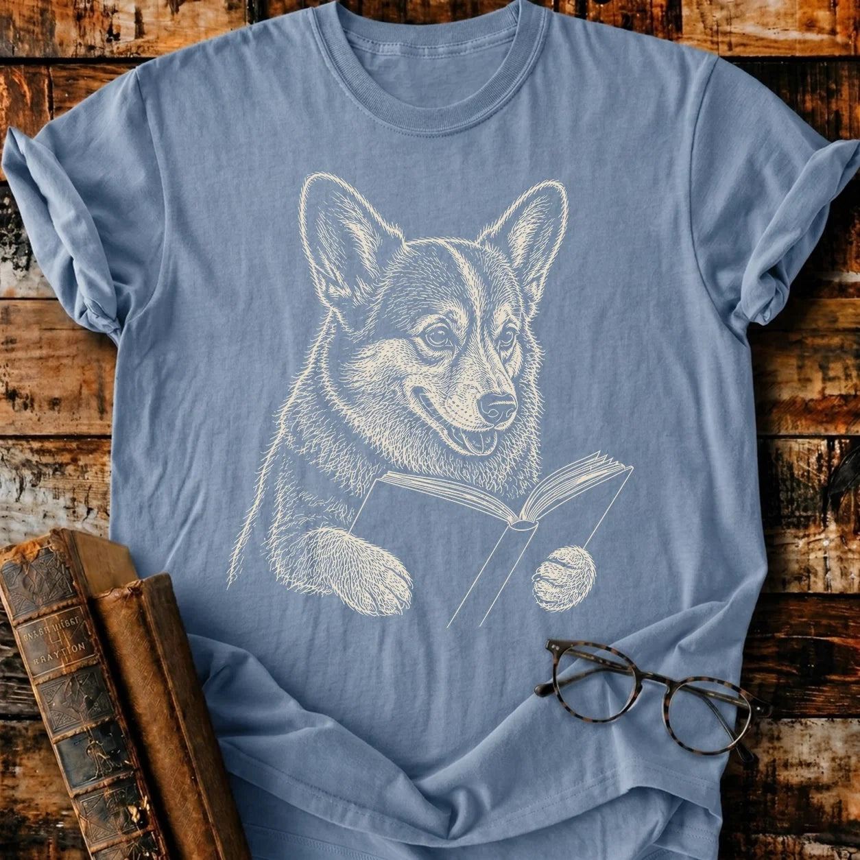 Corgi Reading T-Shirt