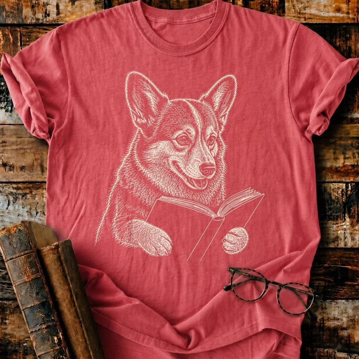 Corgi Reading T-Shirt