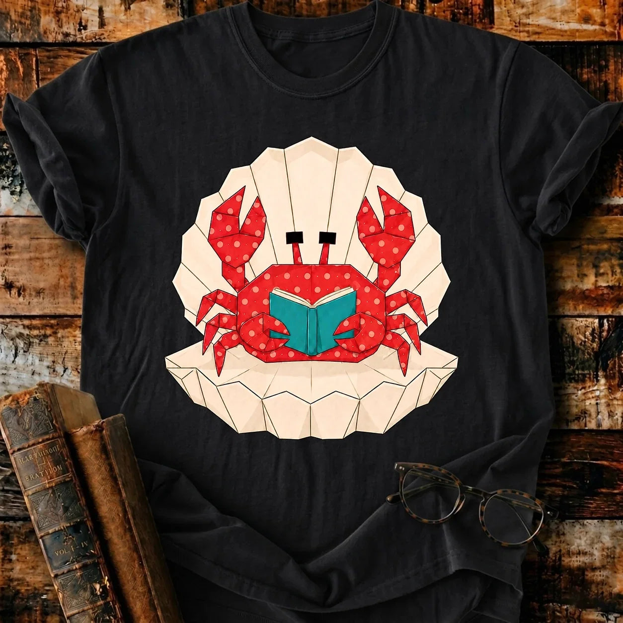 Crab Reading T-Shirt