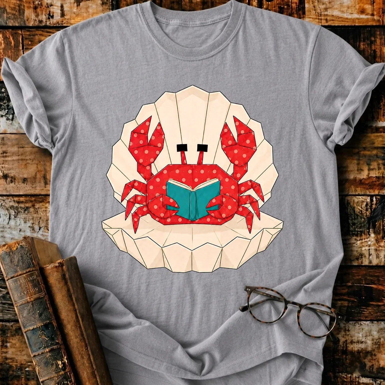 Crab Reading T-Shirt
