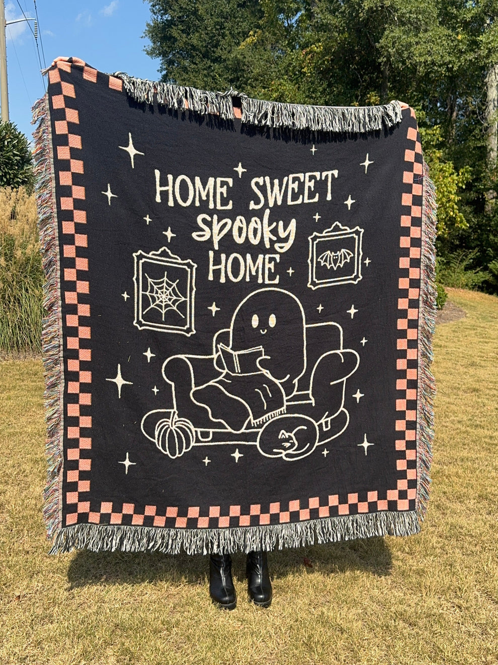 Home Sweet Spooky Home Woven Blanket