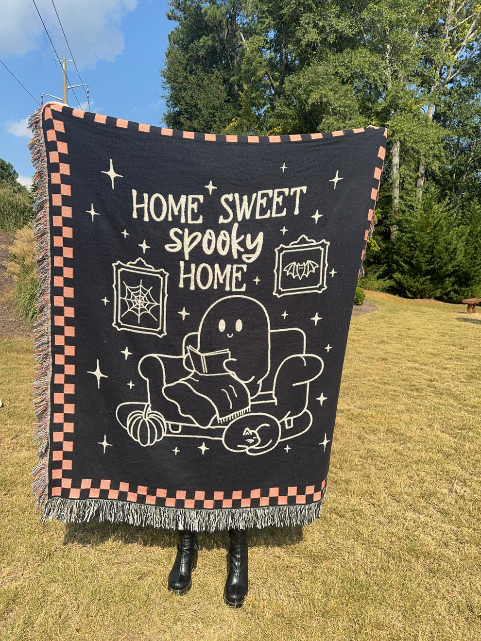 Home Sweet Spooky Home Woven Blanket