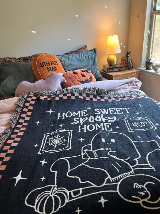 Home Sweet Spooky Home Woven Blanket