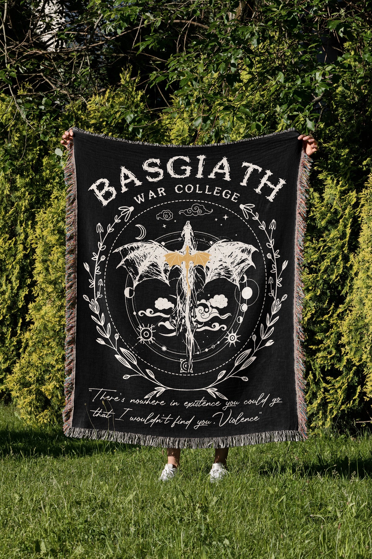 Basgiath War Dark College Woven Throw Blanket