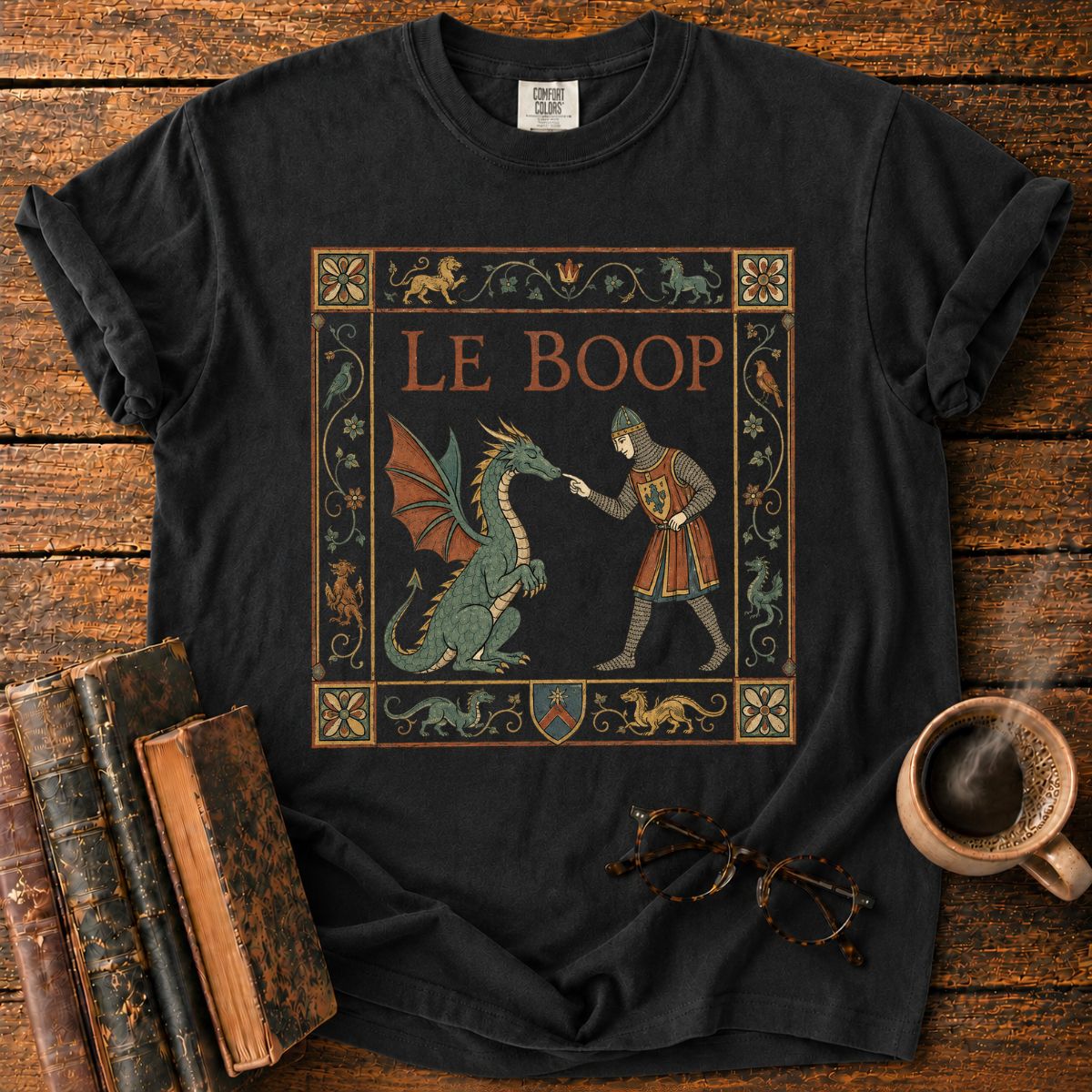 Medieval Dragon Boop Tapestry T-Shirt