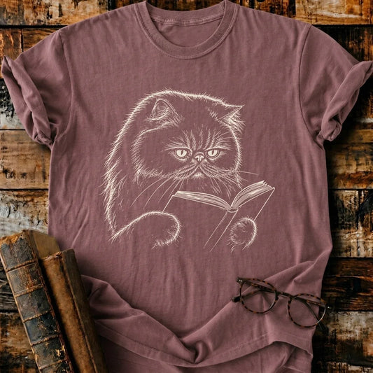 Persian Cat Reading T-Shirt