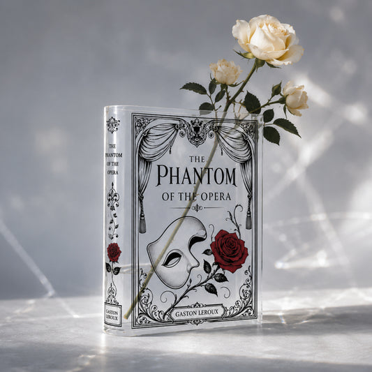 Phantom of the Opera Inspired Mask Acrylic Book Vase Book Lover Gift