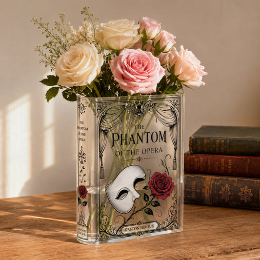 Phantom of the Opera Inspired Mask Acrylic Book Vase Book Lover Gift
