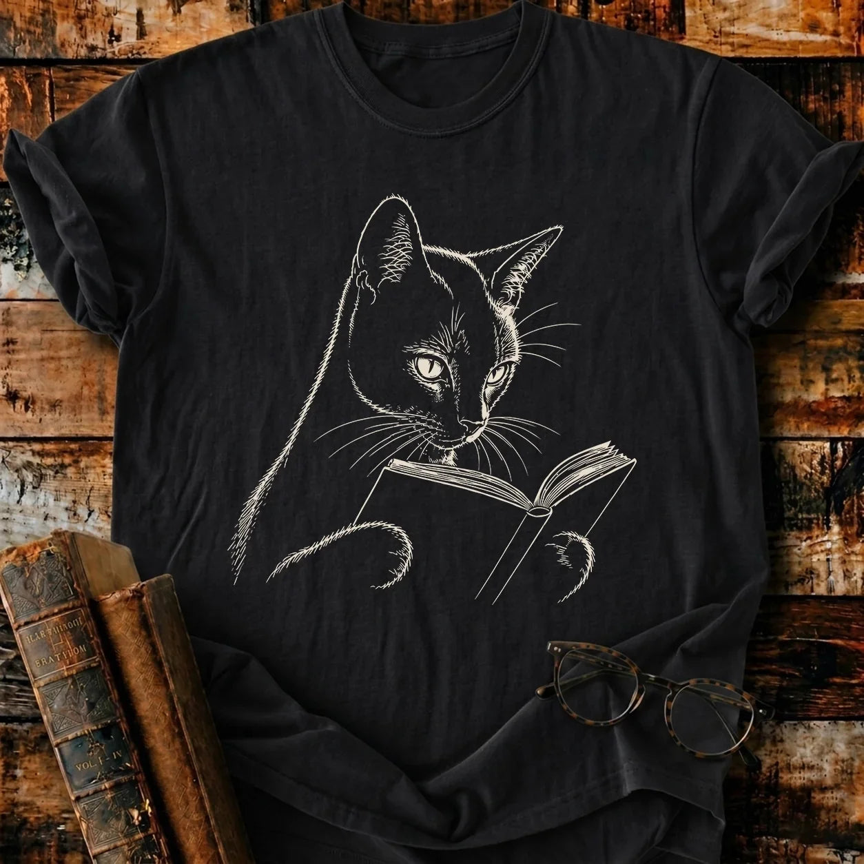 Siamese Cat Reading T-Shirt