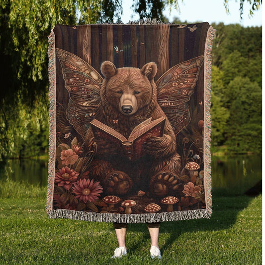 Fairy Bear Reading Woven Blanket