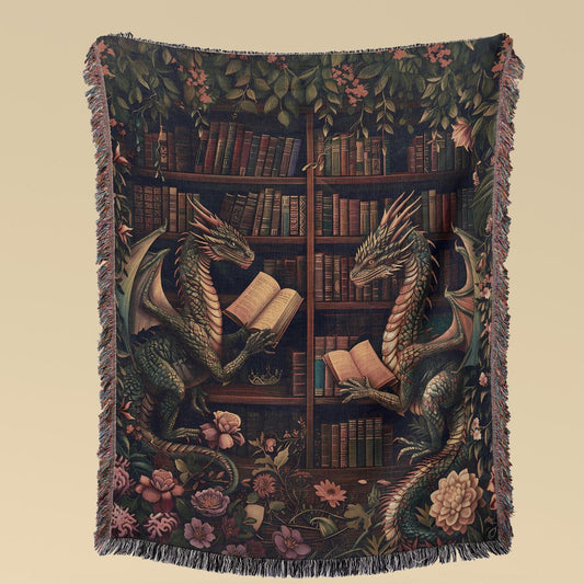 Dragon Library Woven Blanket