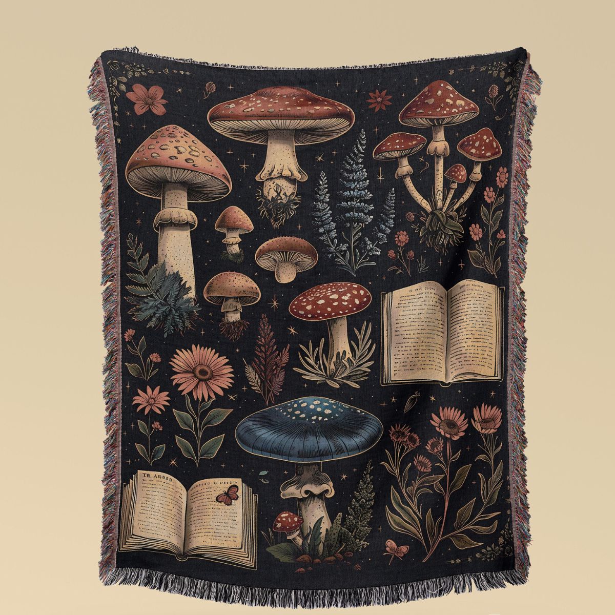 Mushroom Field Guide Woven Blanket