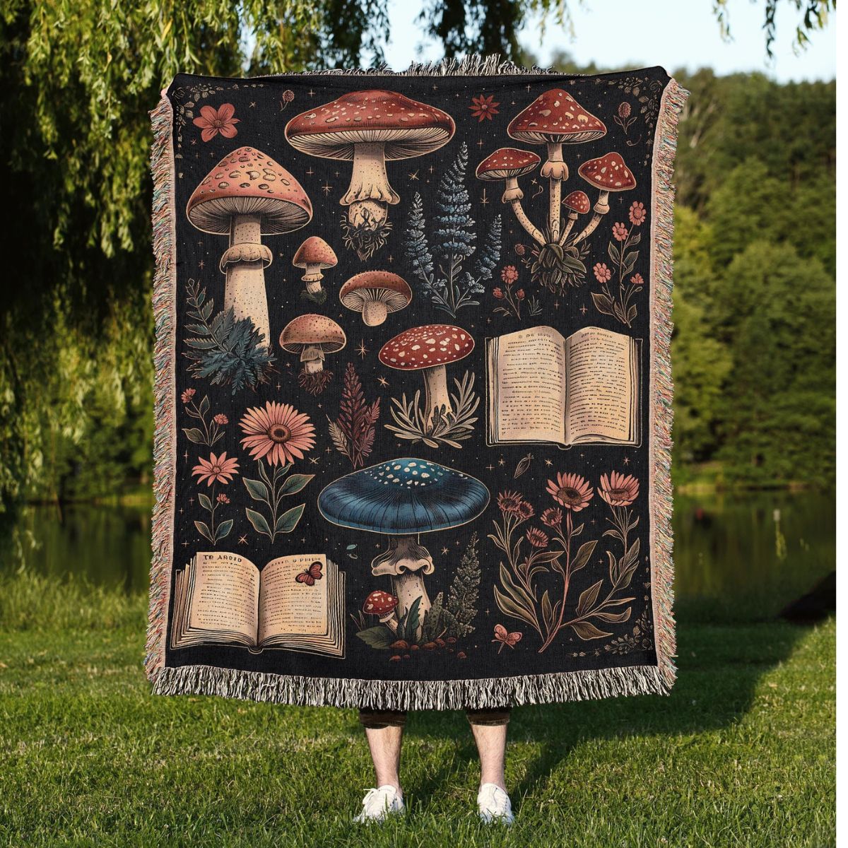 Mushroom Field Guide Woven Blanket