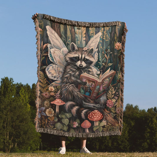 Storybook Raccoon Woven Blanket