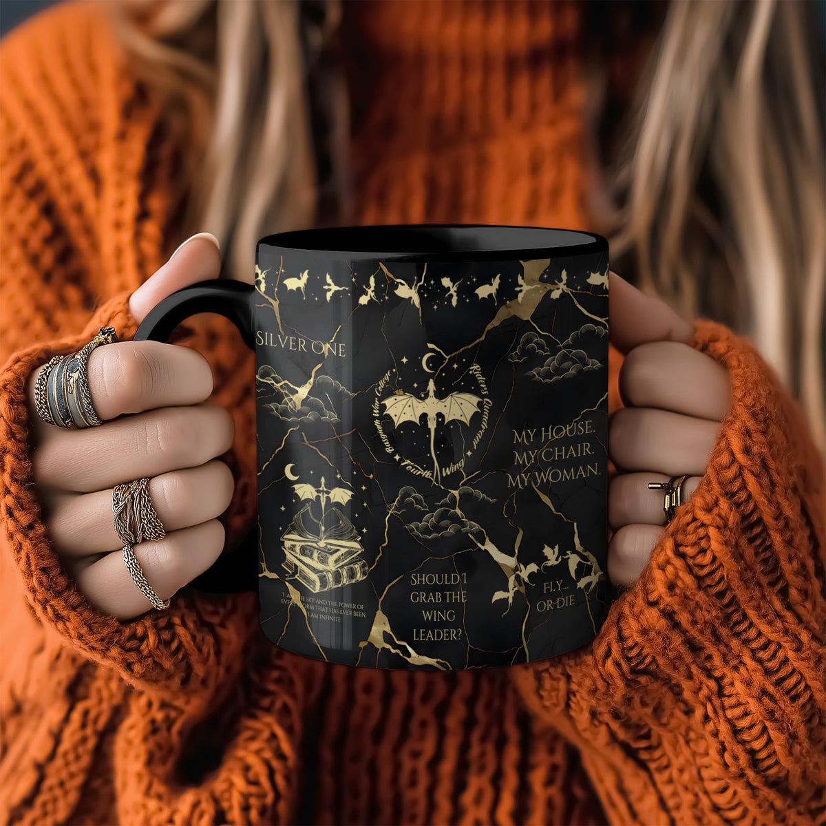 Fourth Wing Black & Gold Mug