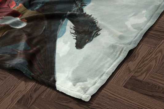 Manon Blackbeak in a Field Velveteen Plush Blanket