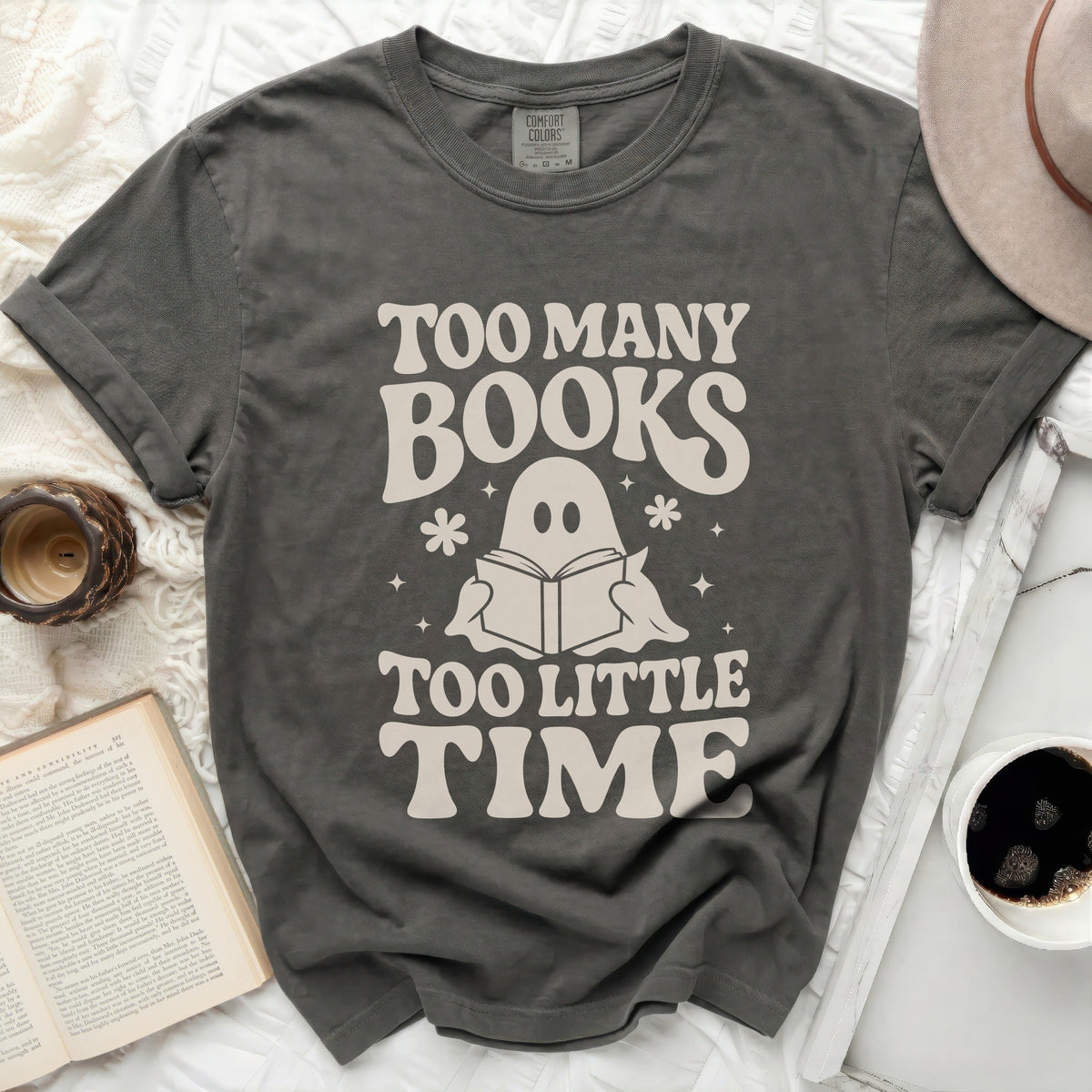 Too Many Books, Little Time Ghost Tee