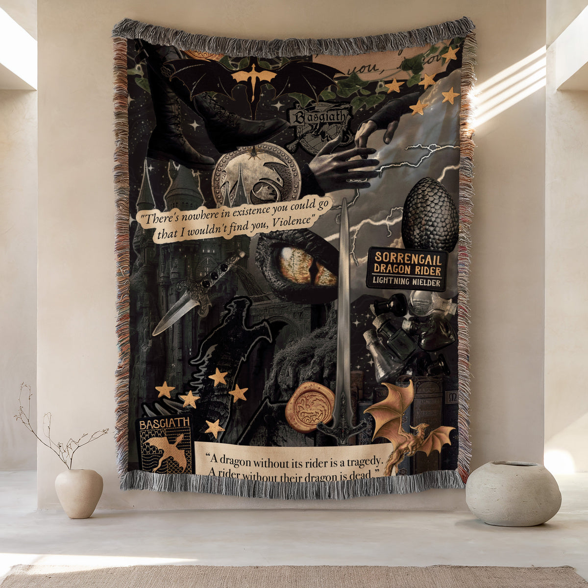 Basgiath Dragon Woven Throw Blanket