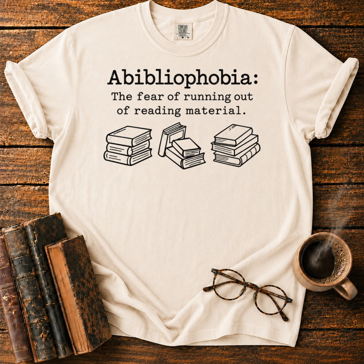 Abibliophobia A Love Of Books T-Shirt in Ivory – BooksThreads